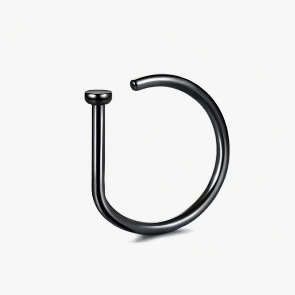 Set of 3 Faux Nose Rings, 2 Silver, 1 Black - Picture 4 of 6